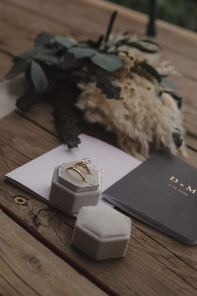 wedding rings, flat lay