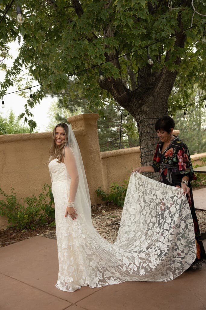 bride getting dressed