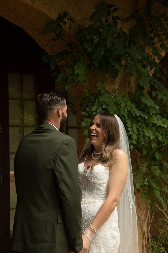 first look bride and groom