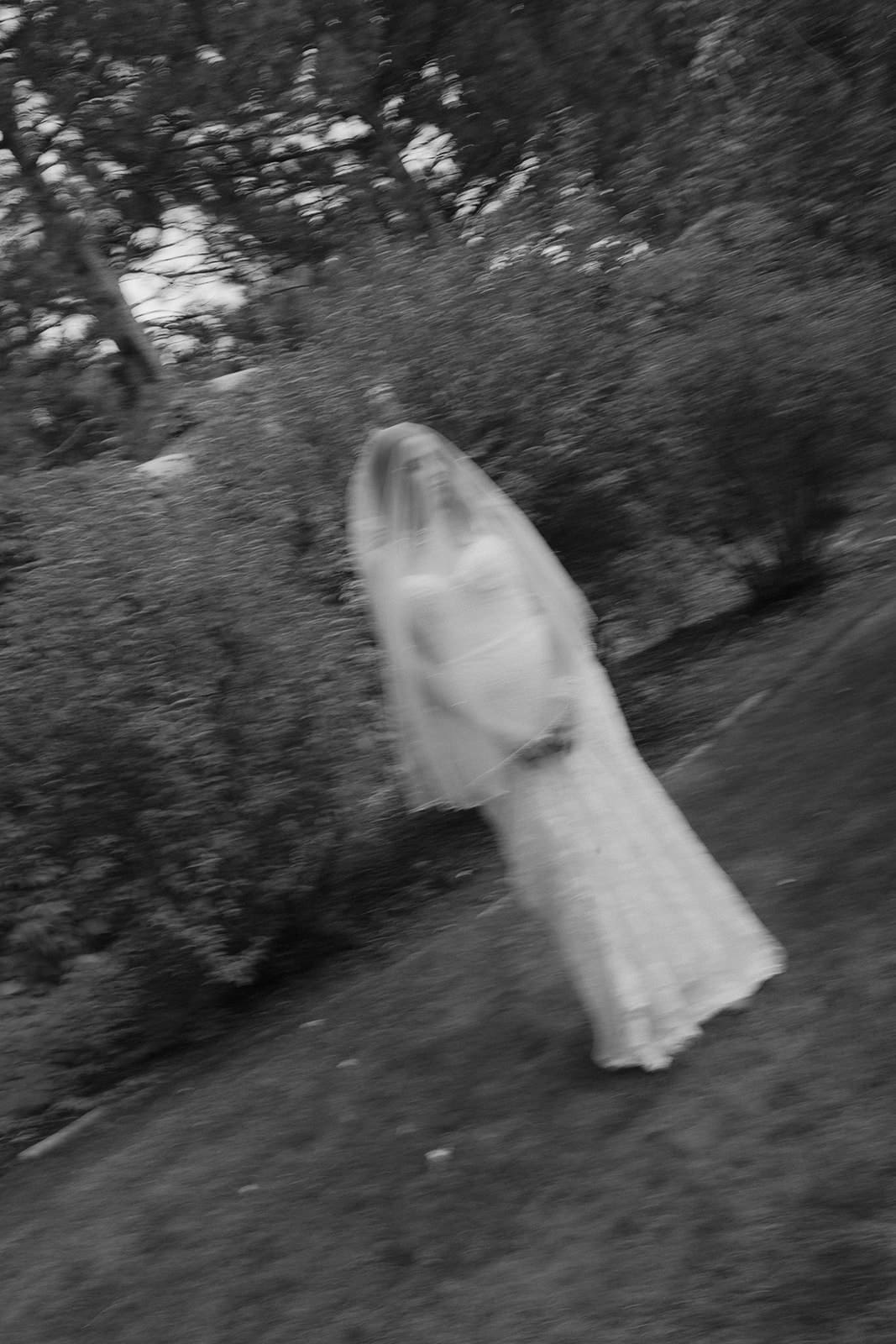 black and white vintage bridal portrait